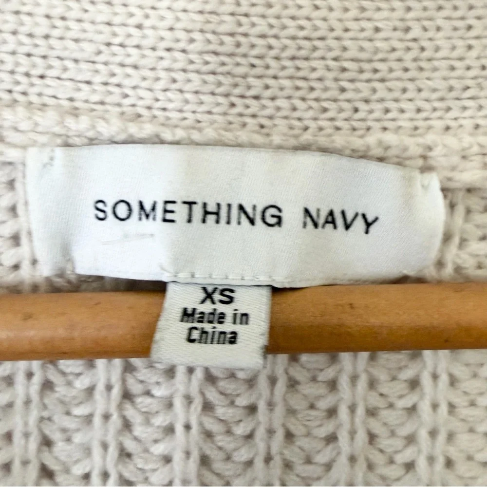 Something Navy Long Cable Knit Sweater Cardigan Size XS